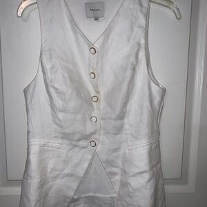 Reformation White Linen Vest with Gold Buttons